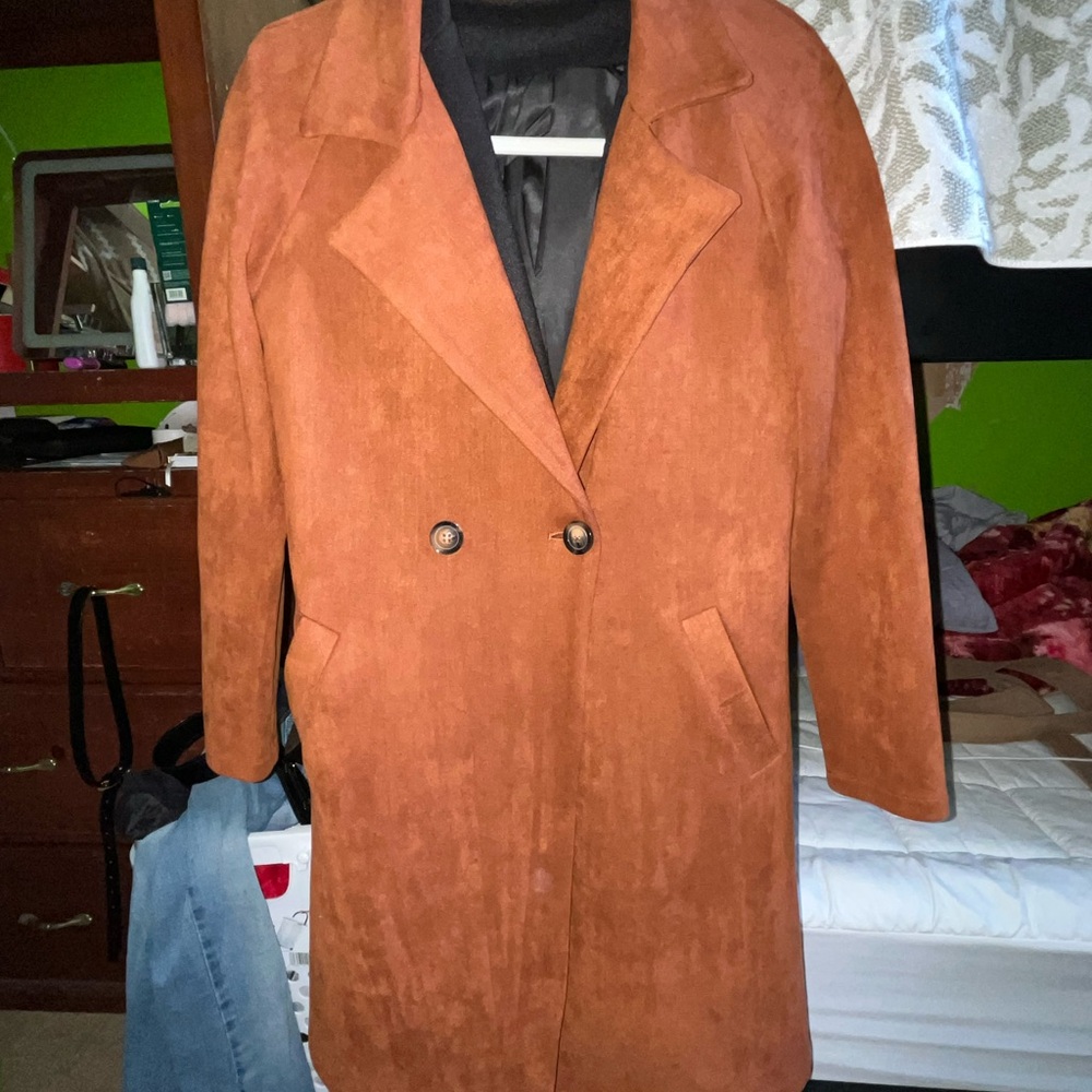 SHEIN Tan Double-Breasted Trench Coat